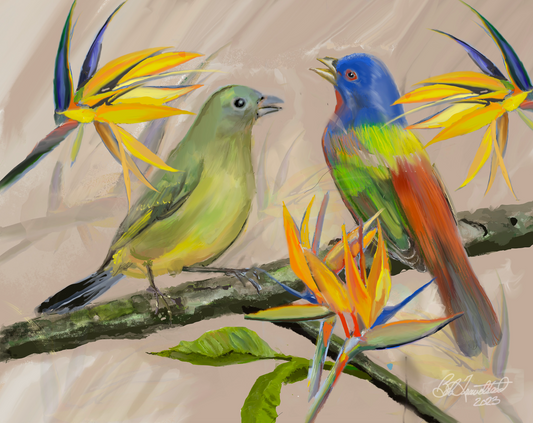 Painted Bunting Couple
