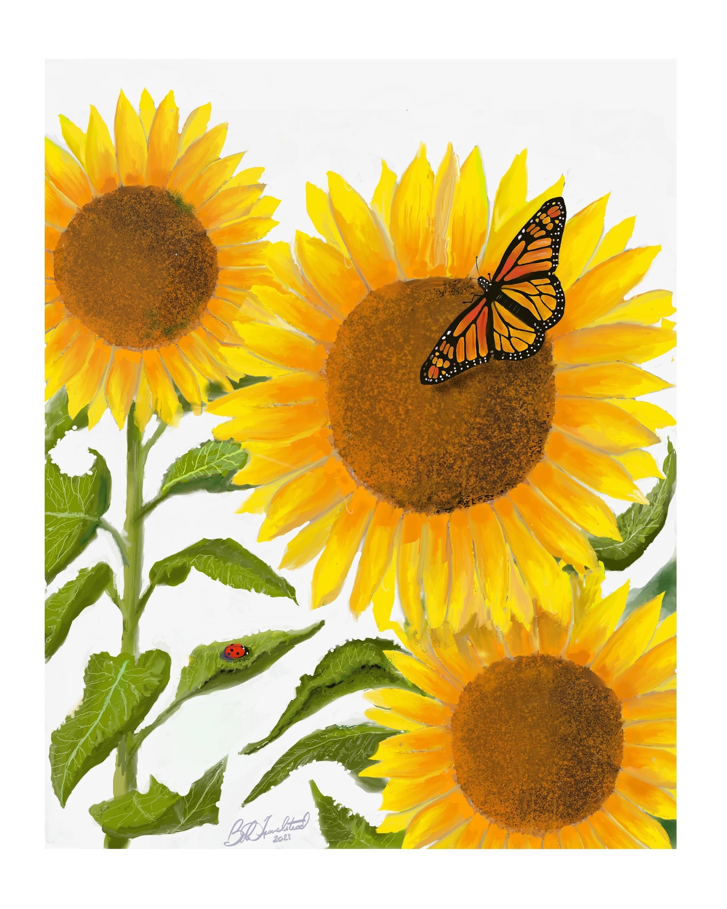 Sunflowers with Butterfly